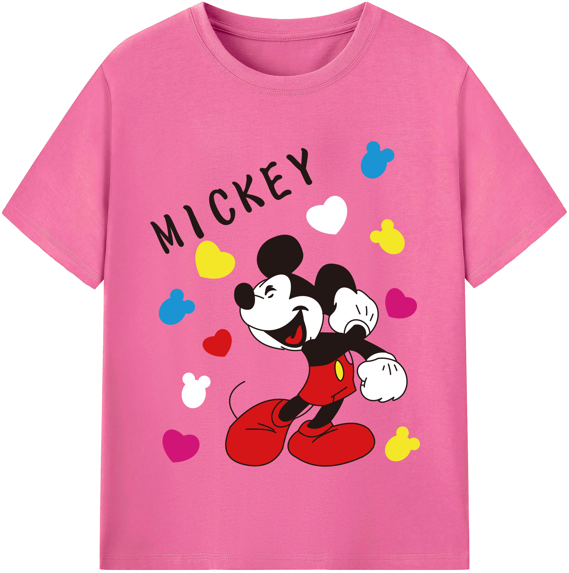 （画像用） ミッキーマウス Mickey Mouse レディースカジュアルプリントTシャツ（綿100％）
